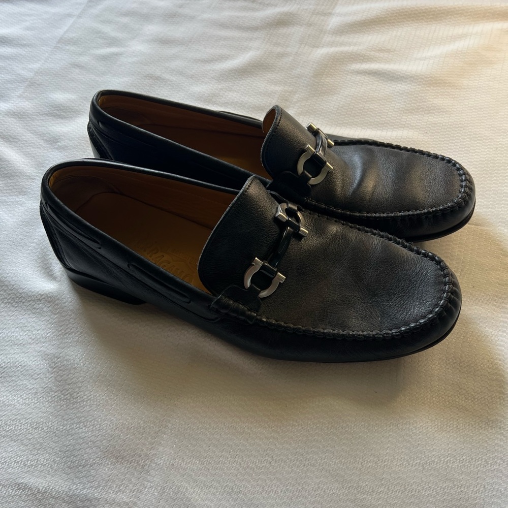 Salvatore Ferragamo Black Leather Slip-On Loafers - Picture 9 of 15